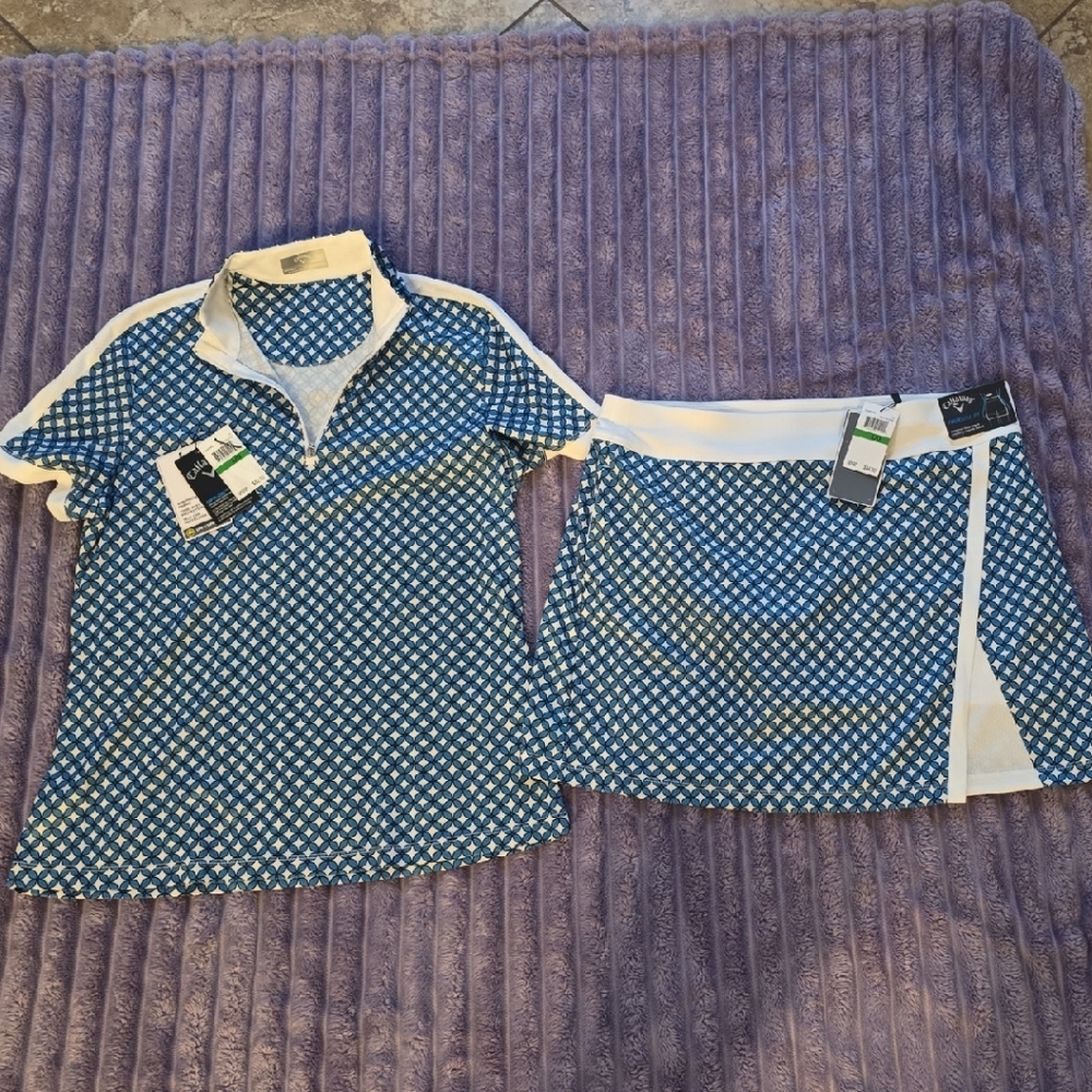 Callaway Blue and White Geometric Skirt